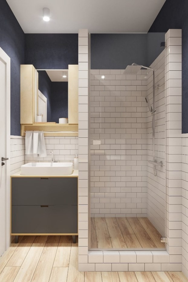 Дизайн маленькой ванной комнаты с душем