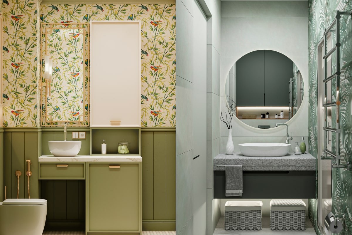 Выбор цвета и рисунка обоев для ванной комнаты